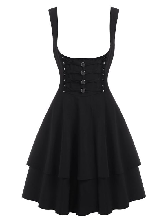 Robe Cloutée à Lacets - Noir 3XL