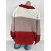 Plus Size Raglan Sleeve Colorblock Sweater - RED L