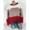 Plus Size Raglan Sleeve Colorblock Sweater - RED L