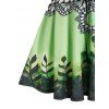 Vintage Corset Style Print Lace Up Cold Shoulder Dress - multicolor A XL
