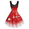 Robe de Noël Ombrée à Imprimé Flocon de Neige et Cerf - Rouge M