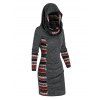 Robe Moulante Convertible Drapée Imprimée Tribale - Gris Ardoise Foncé M
