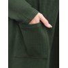 Button Up Dual Pocket Textured Plus Size Dress - DEEP GREEN 4XL