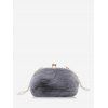 Sac à Main à Bandoulière Perlé en Peluche - Gris Clair 