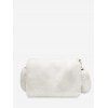 Sac à Bandoulière Rectangle en Couleur Unie en Fausse Fourrure - Blanc 
