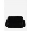 Sac à Bandoulière Rectangle en Couleur Unie en Fausse Fourrure - Noir 