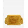 Sac à Bandoulière Rectangle en Couleur Unie en Fausse Fourrure - Jaune 
