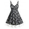 Robe Ligne A à Bretelle Fleur en Dentelle de Grande Taille - Noir 2X