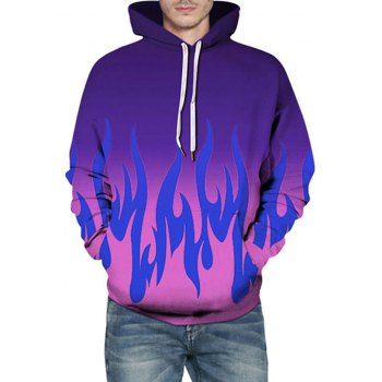

Fire Flame Print Ombre Hoodie, Purple