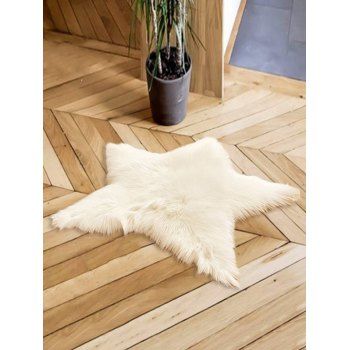 

Star Shape Faux Fur Room Floor Mat, Crystal cream