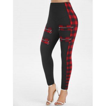 Image of Plaid Zippered Skinny Pants