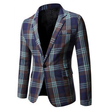 

Side Vent Plaid Blazer, Midnight blue