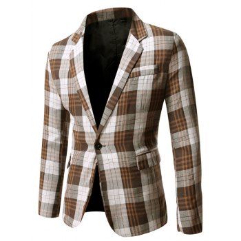 

Side Vent Plaid Blazer, Coffee