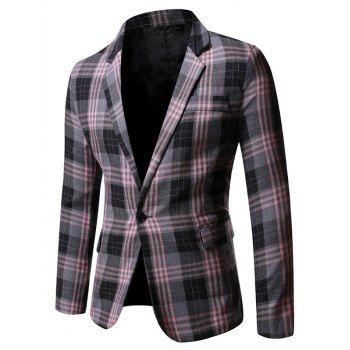 

Side Vent Plaid Blazer, Gray