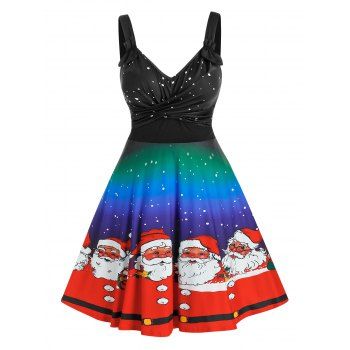 

Plus Size Christmas Santa Claus Ombre Twisted Snowflake Dress, Multicolor a