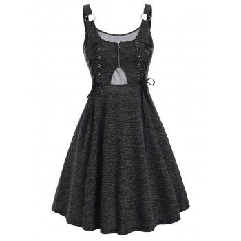 

Lace Up O Ring Heathered Dress, Dark slate grey