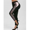 Lace Panel Contrast Side High Waisted Plus Size Leggings - BLACK 4X