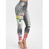Legging de Noël Moulant Imprimé à Coupe Haute - Noir XL