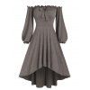 Robe Haute-Basse à Épaule Dénudée avec Nœud Papillon - Marron Camel 3XL