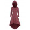 Hooded High Low Knitted Midi Dress - RED WINE 3XL
