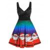 Plus Size Christmas Santa Claus Ombre Twisted Snowflake Dress - multicolor A 4X