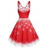 Robe à Bretelle de Noël Flocon de Neige Imprimé - Rouge XL