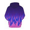 Fire Flame Print Ombre Hoodie - PURPLE 2XL
