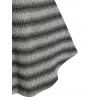 Plus Size Striped Raglan Sleeve Turndown Collar Tunic Sweater - BATTLESHIP GRAY L