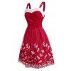 Robe de Noël Feuille en Maille en Velours à Paillettes - Rouge XL