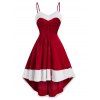 Robe Mi-Longue Haute Basse Plissée en Velours - Rouge 2XL