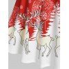 Christmas Snowflake Elk Print Fit and Flare Dress - RED L