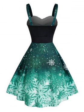 Christmas Party Dress Snowflake Print Ombre Color Dress 