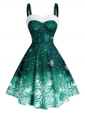 Snowflake Print Ombre Color Christmas Dress