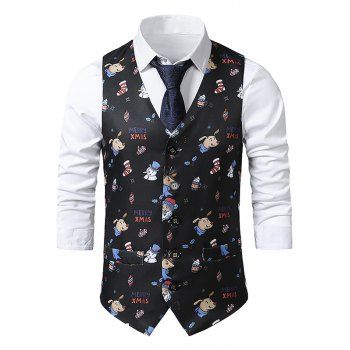 

Christmas Santa Claus Snowman Animal Print Single Breasted Waistcoat, Multicolor