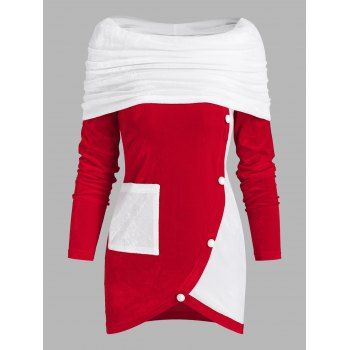 

Convertible Velvet Two Tone T Shirt, Red