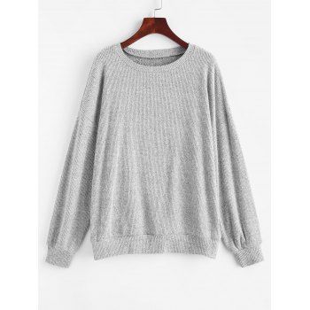 

Marled Knit Drop Shoulder Sweater, Light gray