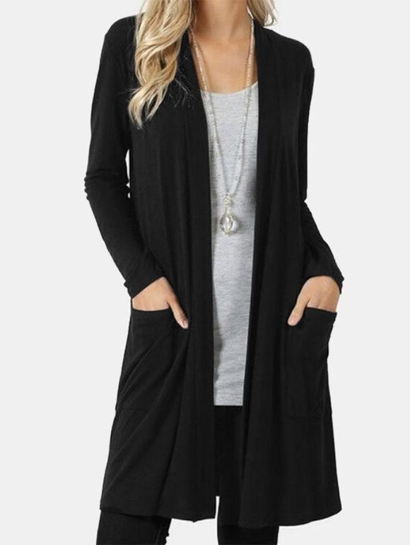 Haut Long Ouvert en Avant avec Poche - Noir XL