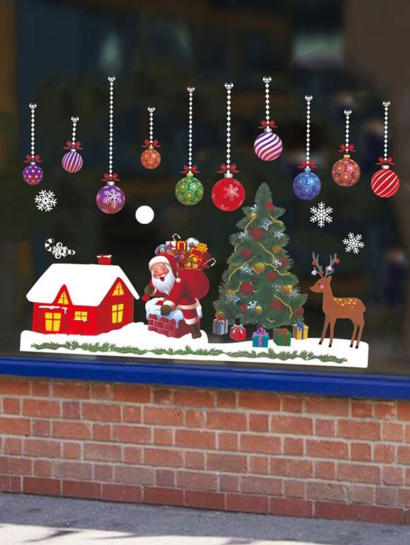Ensemble d'Autocollants Décoratifs Sapin de Noël Imprimé - multicolor A 35*50*2