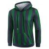 Sweat à Capuche Rayé avec Poche en Avant à Doublure en Laine - Vert Trèfle M