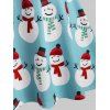 Plus Size Christmas Vintage Bowknot Snowman Print Dress - BLUE 1X