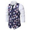 Christmas Santa Claus Animal Print Single Breasted Waistcoat - multicolor M
