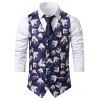 Gilet de Noël Animal à Imprimé Père Noël avec Simple Boutonnage - multicolor L