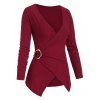 Tricot Côtelé Superposé Plongeant Anneau en O - Rouge S