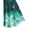 Robe de Noël en Couleur Ombrée à Imprimé Flocon de Neige - Vert profond L