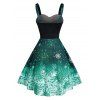 Christmas Party Dress Snowflake Print Ombre Color Dress - DEEP GREEN 2XL