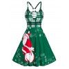 Robe Plongeante Anneau en O à Imprimé Père Noël - Vert Pin XL