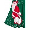 Robe Plongeante Anneau en O à Imprimé Père Noël - Vert Pin 3XL