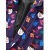 Christmas Tree Snowman Print Lapel Side Slit Blazer - multicolor XXL