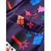 Christmas Tree Snowman Print Lapel Back Slit Blazer - multicolor S