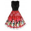 Robe de Noël Superposée à Imprimé Bonhomme de Neige - Noir 2XL